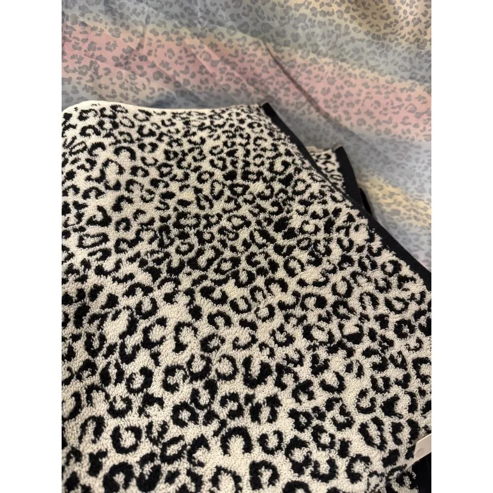 Rachel Zoe Leopard cheetahTowel Set Bath, Hand, Washcloths NWT reversable